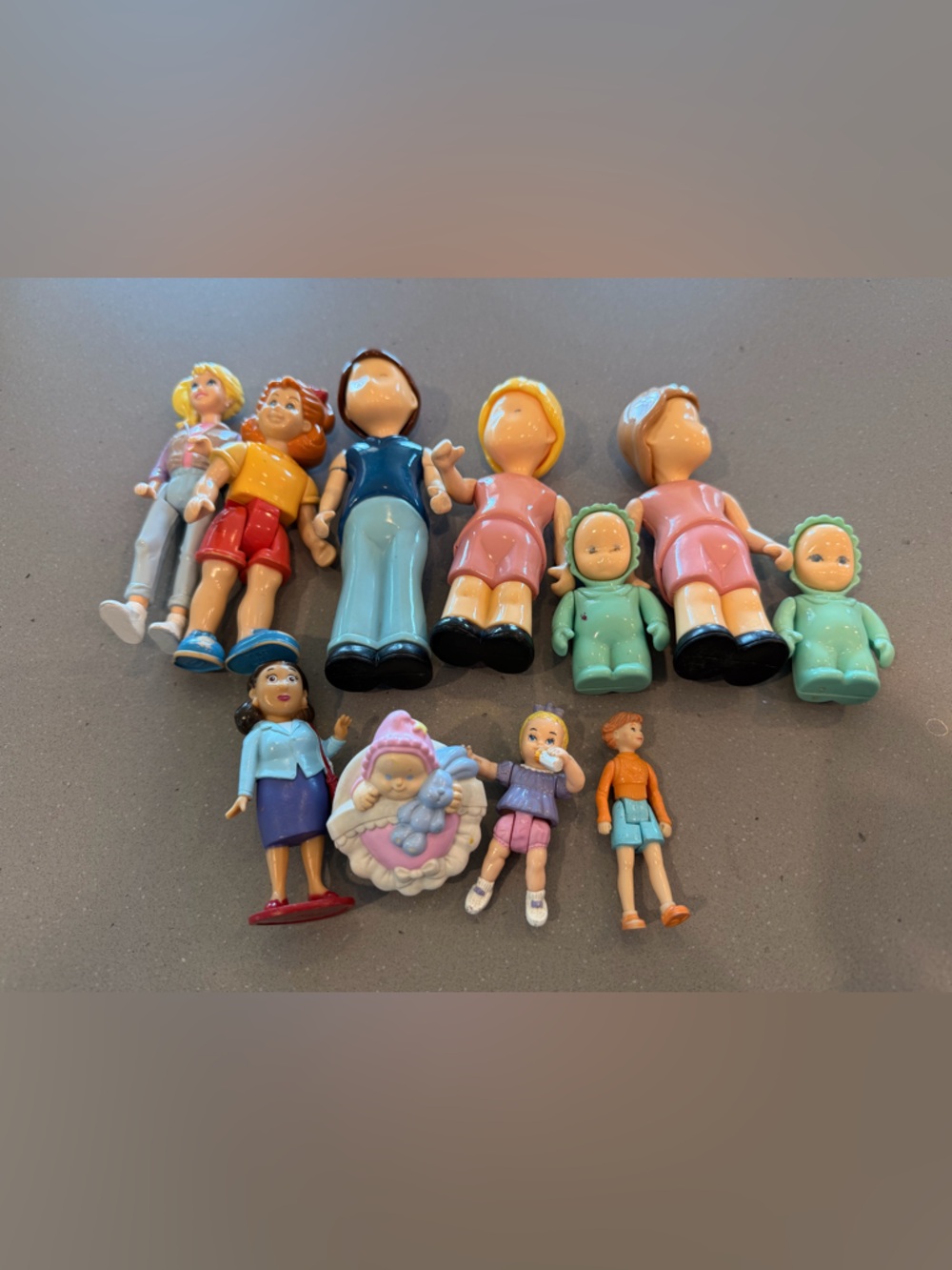 Set of Assorted Kids Play Dolls in Pink, Blue, Green